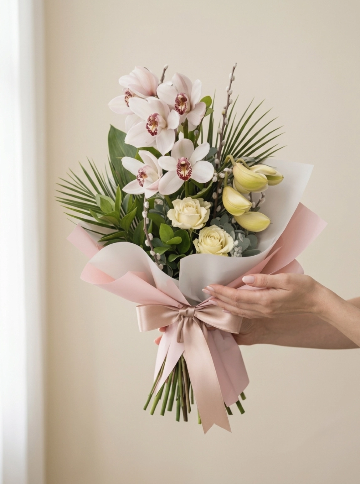 2 Adet Cymbidium Orkide & 2 Adet Gül Buketi