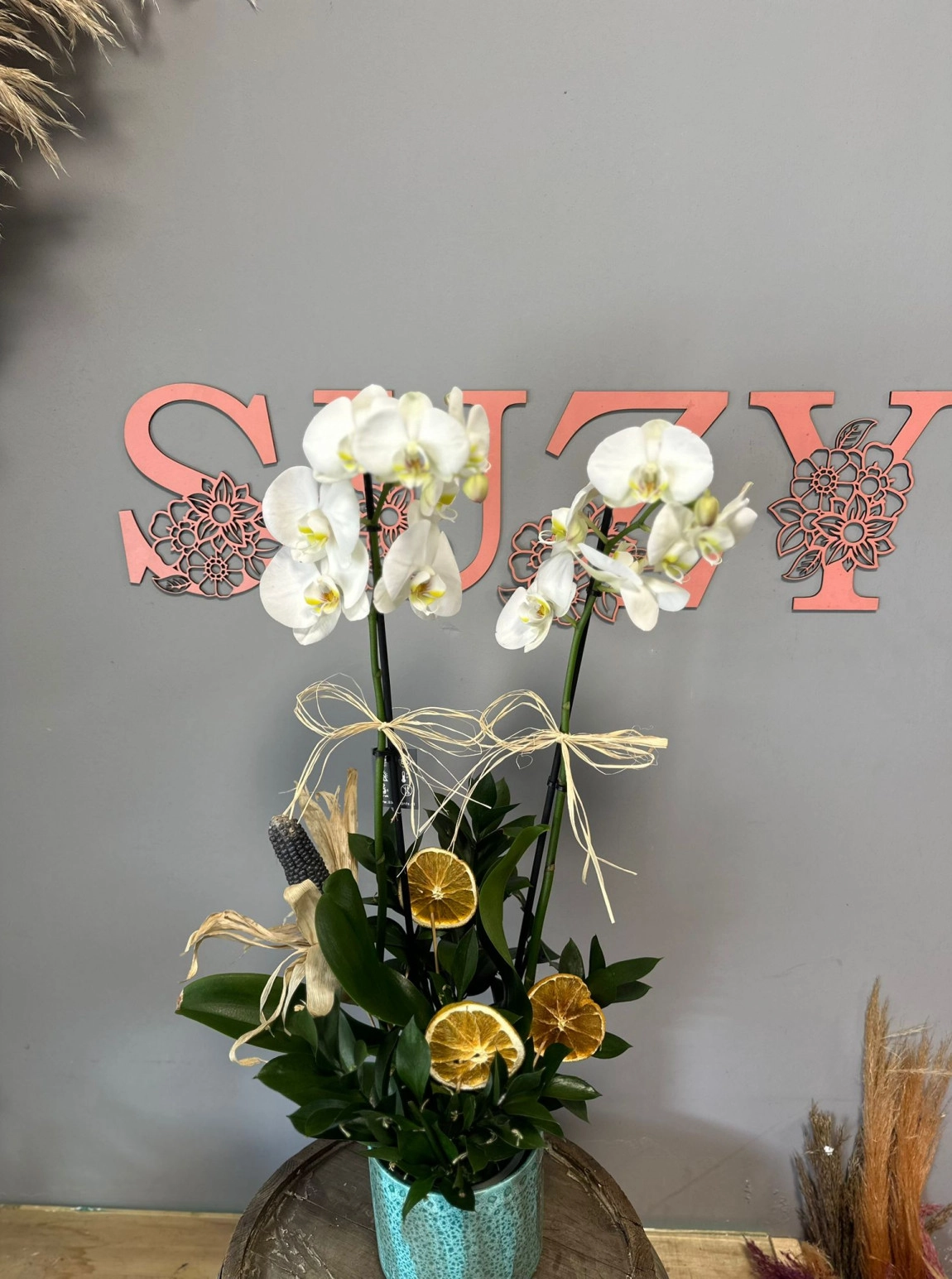 Çift Dal Beyaz Premium Orkide