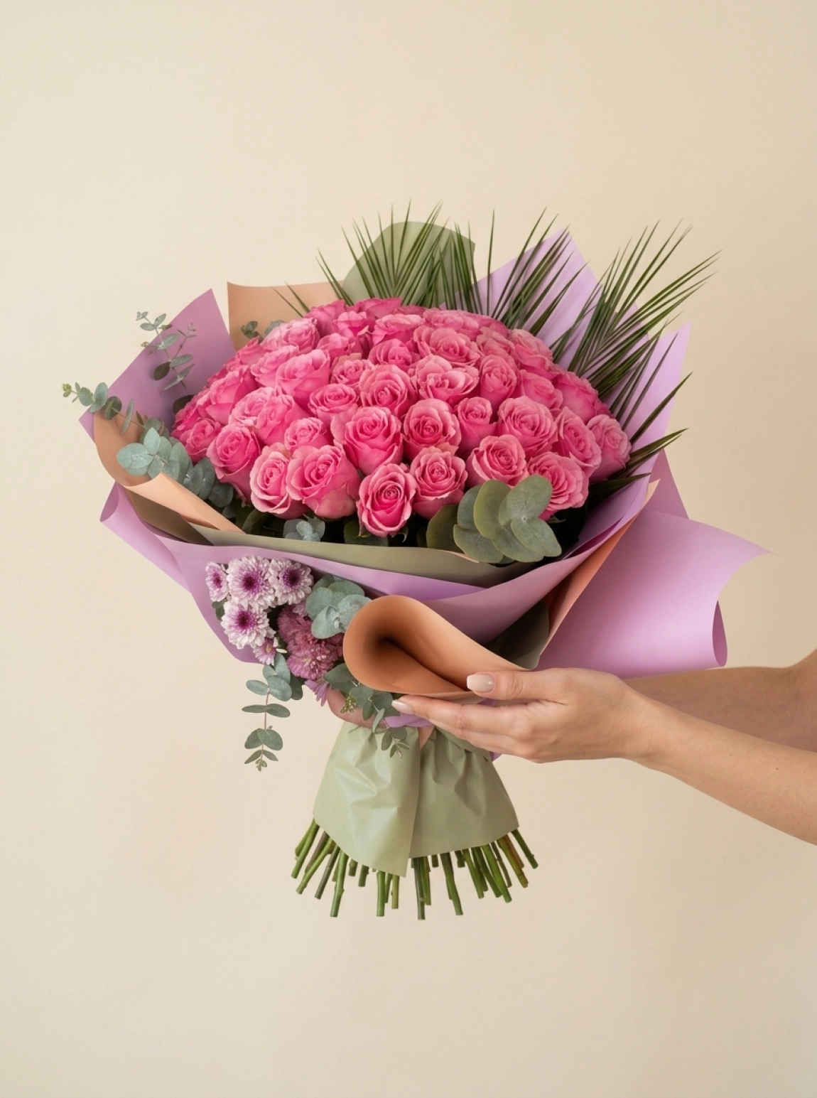 Premium 50 Tane Pembe Gül Buketi