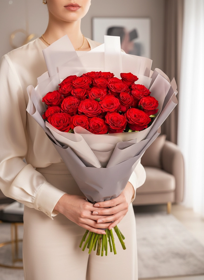 25 Adet Kırmızı Gül Buketi