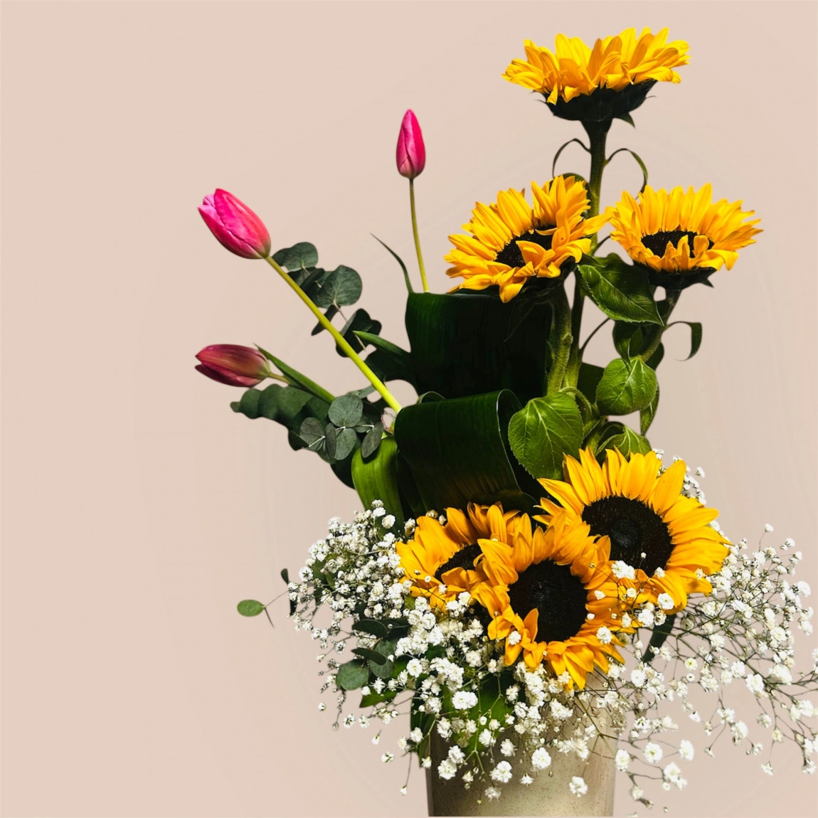 Pembe Lale - Ay Çi̇çeği̇ İle Tasarlanmiş Arajman