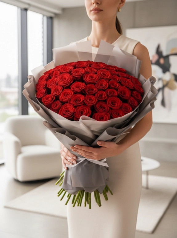 51 Adet Kırmızı Gül Buketi