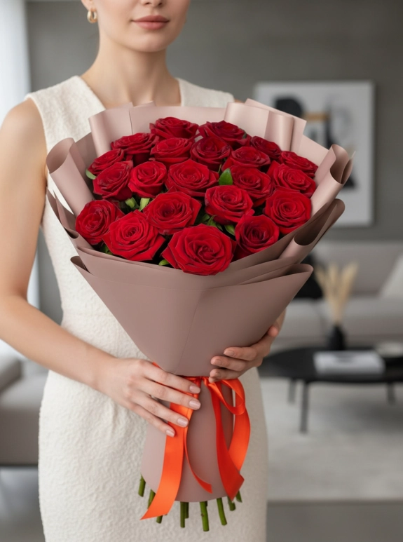 21 Adet Kırmızı Gül Buketi