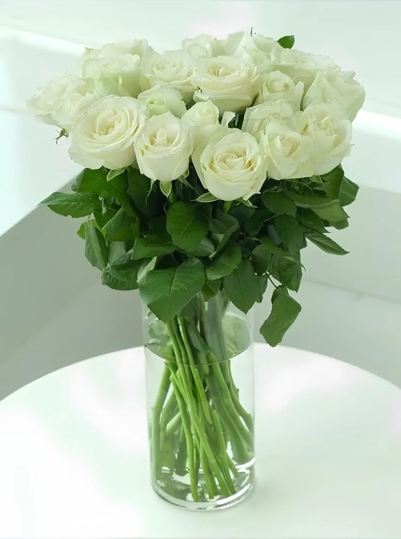 Vazoda 15 Beyaz Gül